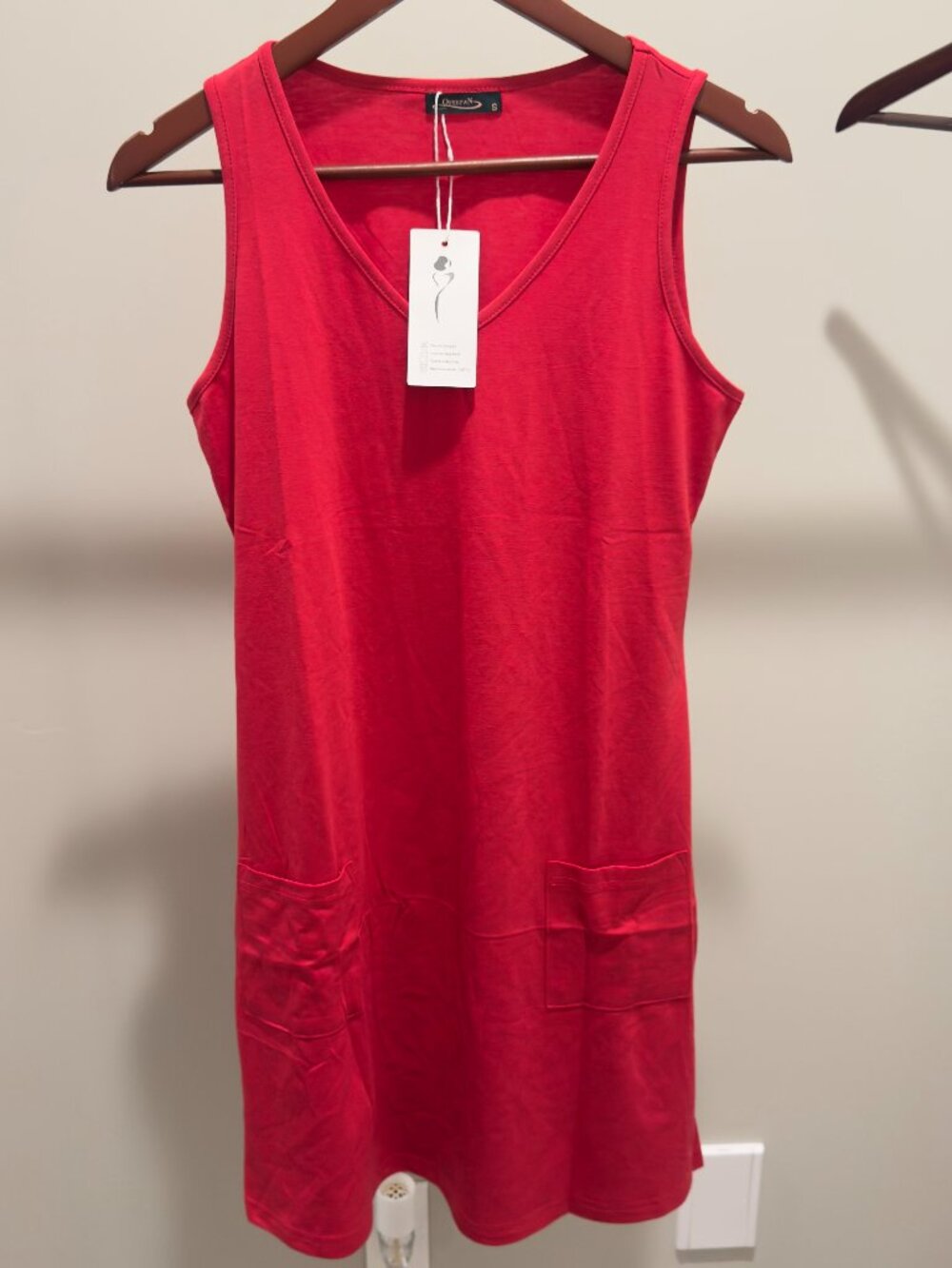 OREFEAN Red Sleeveless Pocket Shift Dress NWT Size S